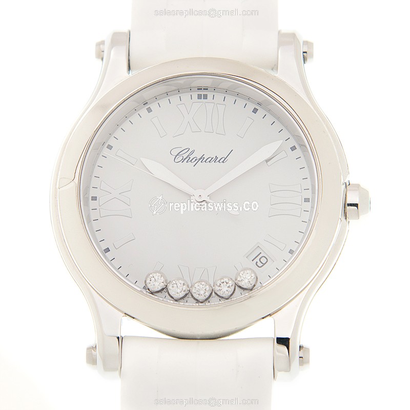 Chopard Happy Sport Quartz - Steel Case - White Dial - Rubber strap - Buckle Clasp